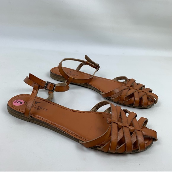 American Eagle Brown Ankle Wrap Sandals size 9 - Picture 4 of 9